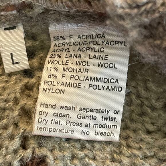 VINTAGE 70s Gisele de Lichiaa Paris Herringbone Cardigan Sweater Size Large - Picture 6 of 7